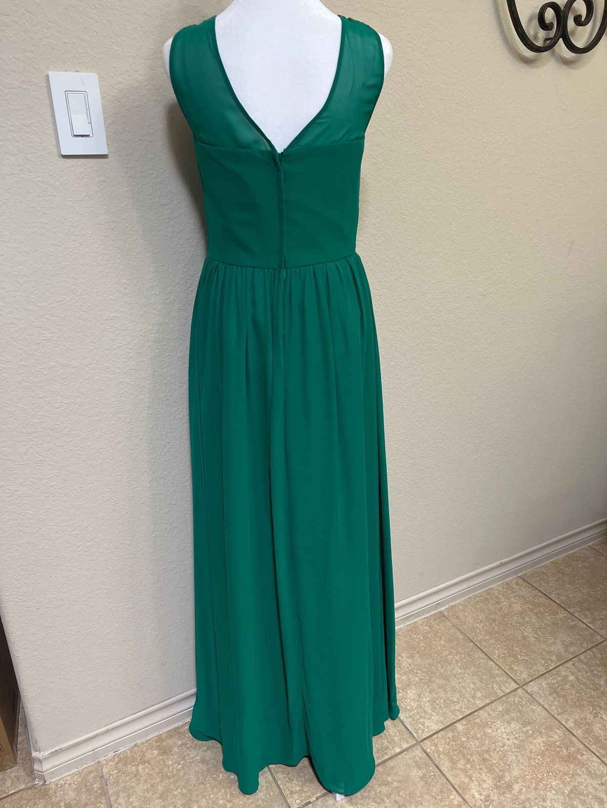 Alfred Angelo Size 8 Bridesmaid Sheer Green Floor Length Maxi on Queenly