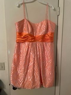 Style F391116 David's Bridal Plus Size 18 Orange Cocktail Dress on Queenly