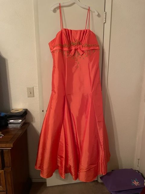 Style F382770 David's Bridal Plus Size 18 Orange Ball Gown on Queenly