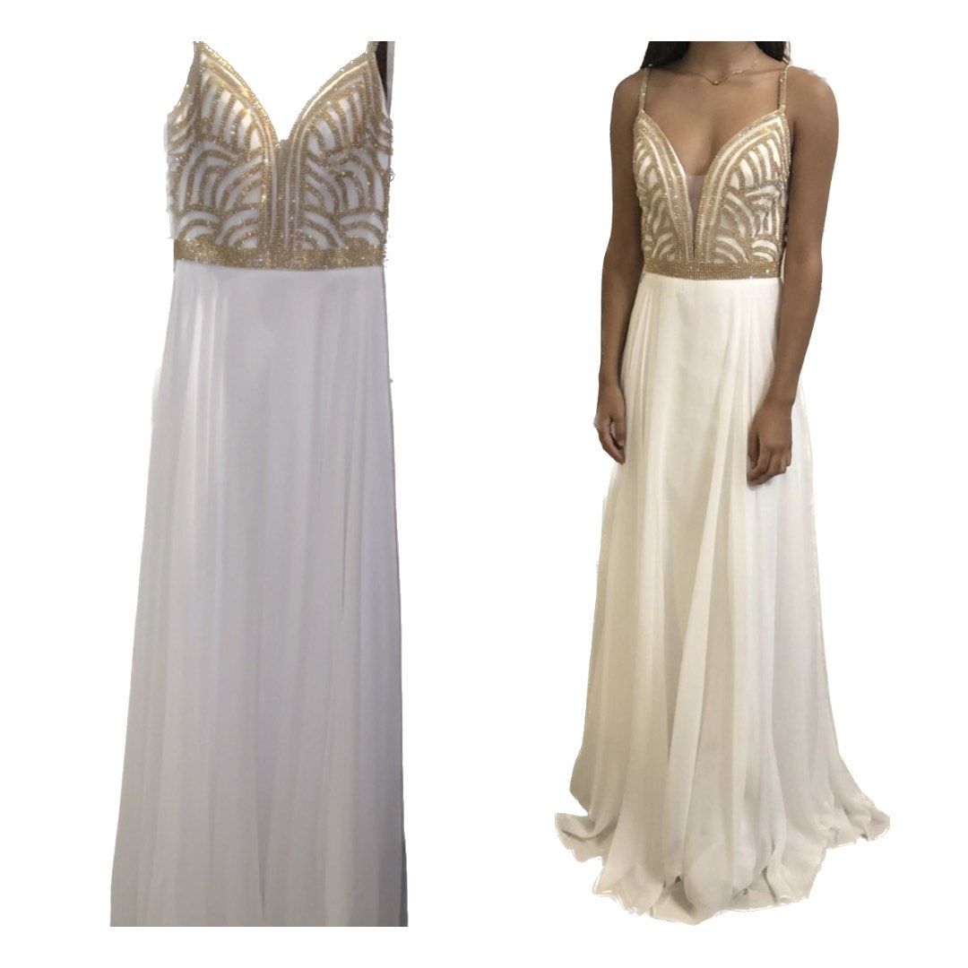 Size 2 Prom Sheer White Floor Length Maxi on Queenly
