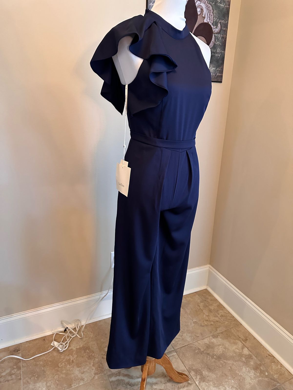 Size XS Homecoming High Neck Navy Blue Formal Jumpsuit on Queenly