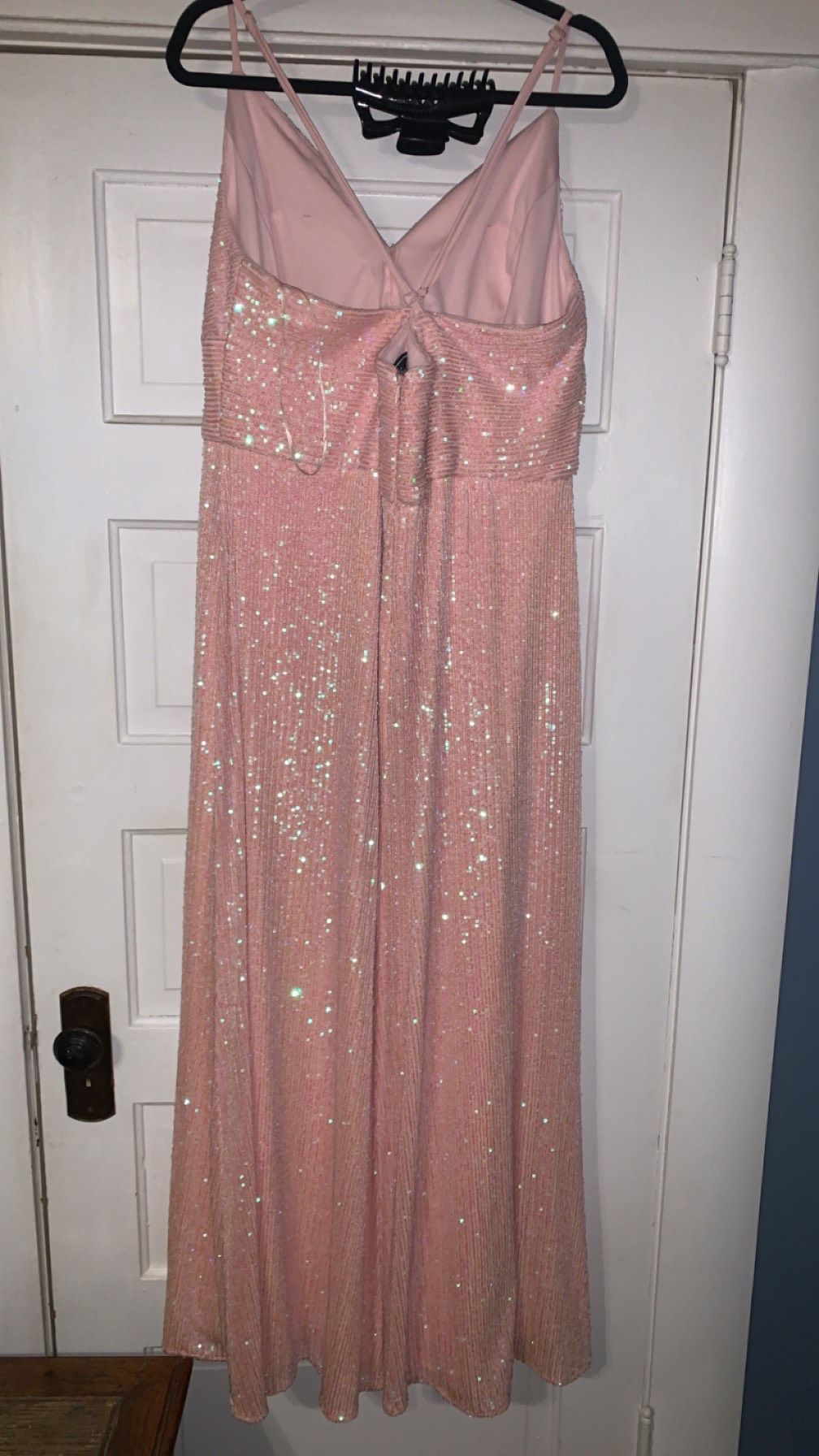 Plus Size 18 Prom Sheer Light Pink Floor Length Maxi on Queenly