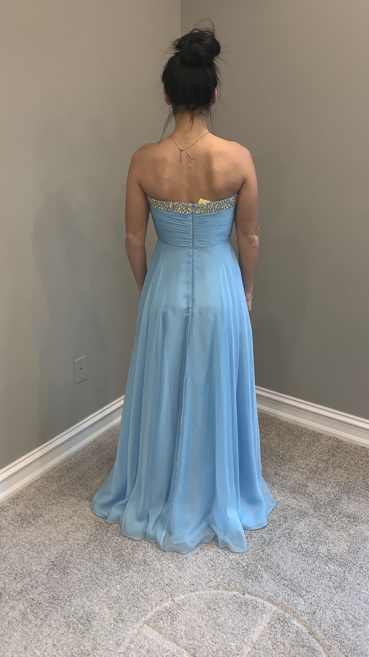 Sherri Hill Size 4 Prom Strapless Sequined Light Blue Ball Gown on Queenly