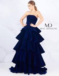 Mac Duggal Size 6 Prom Strapless Velvet Navy Blue Ball Gown on Queenly