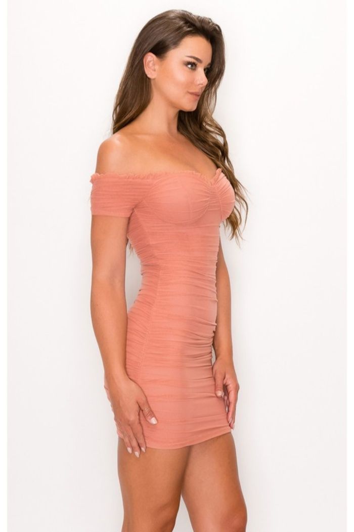 Style PD70425S Privy Size 10 Homecoming Off The Shoulder Sheer Coral Cocktail Dress on Queenly