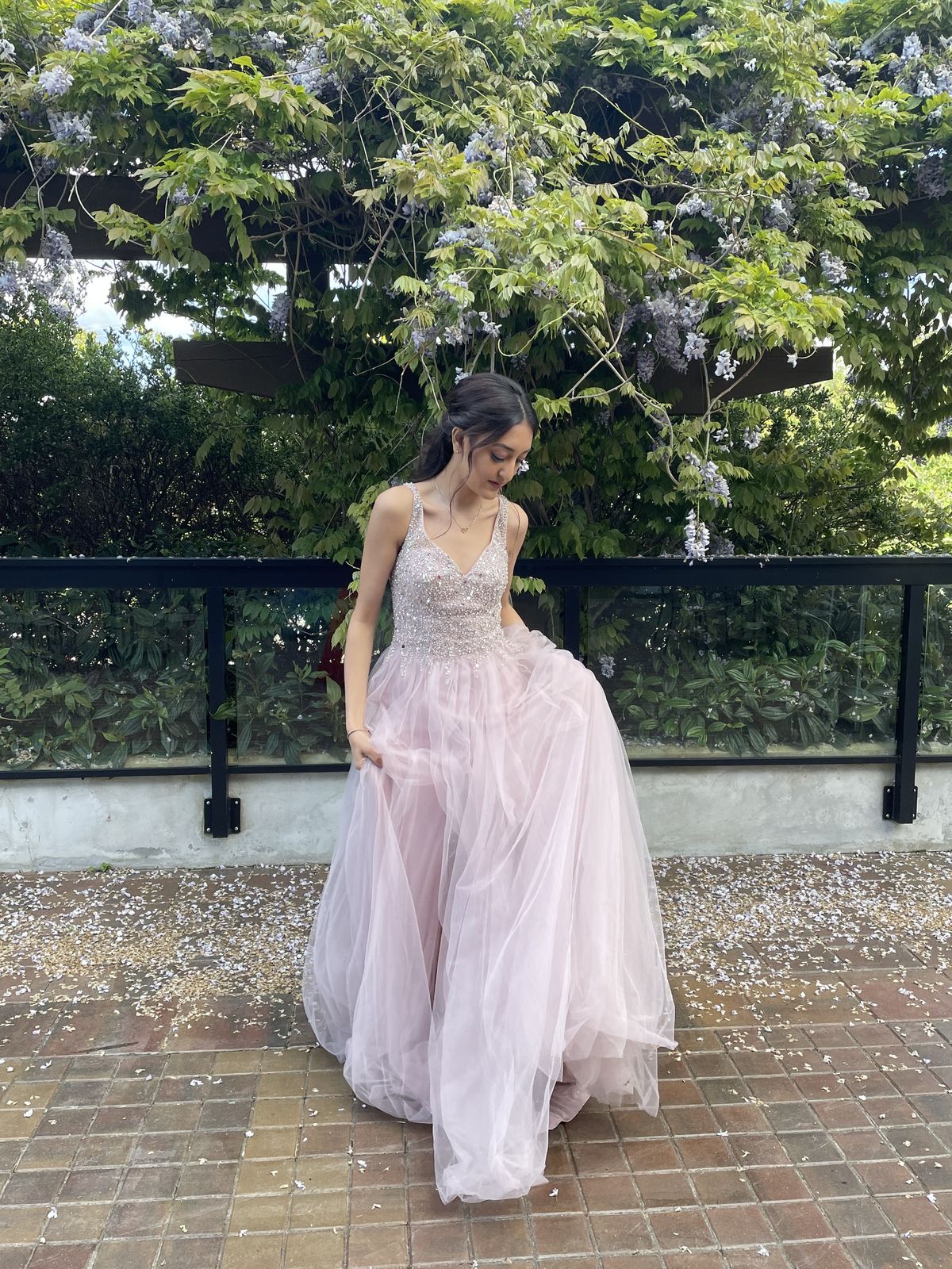Girls Size 2 Prom Light Pink Side Slit Dress on Queenly
