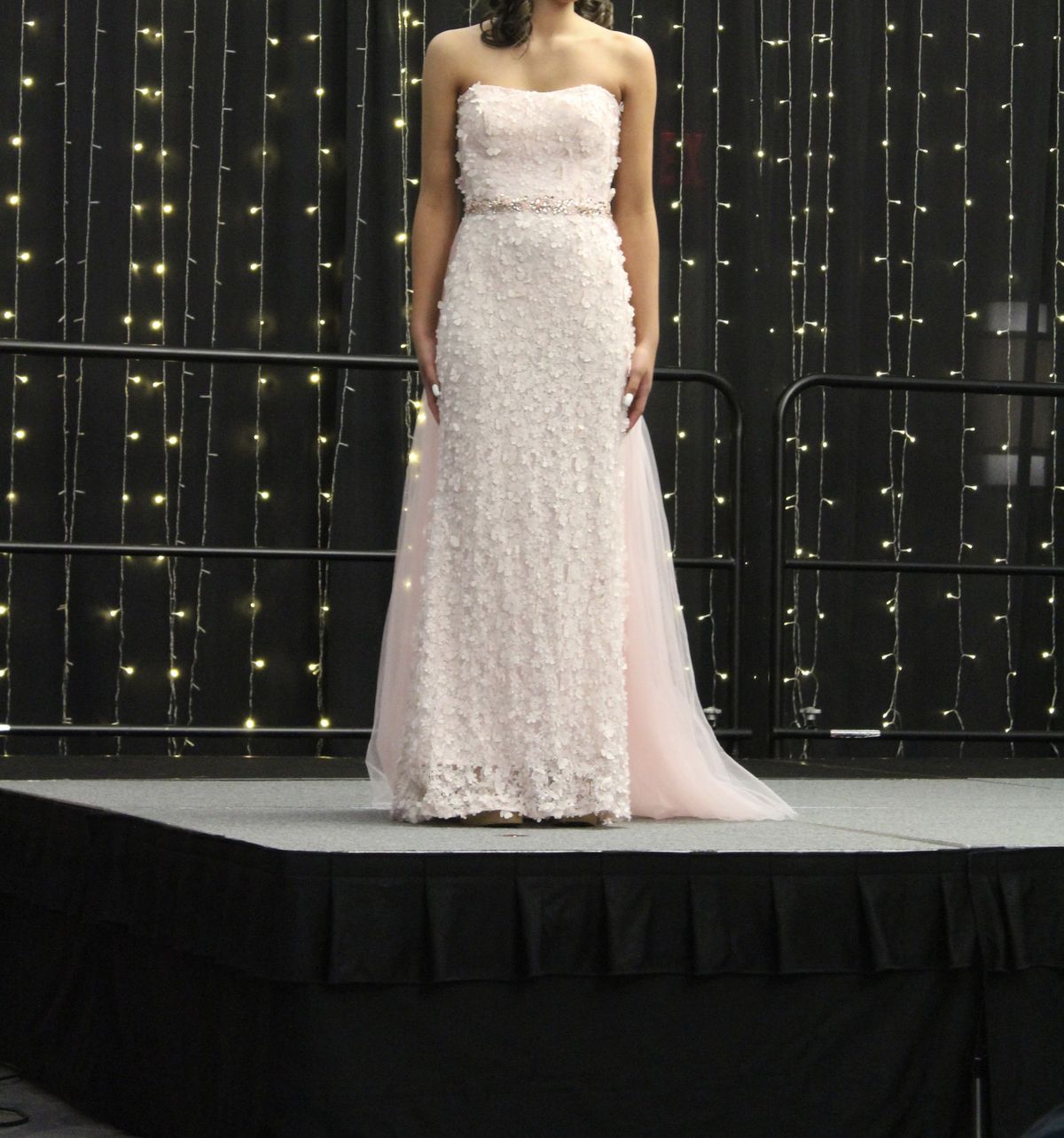 Size 4 Prom Strapless Sequined Light Pink Dress With Train on Queenly