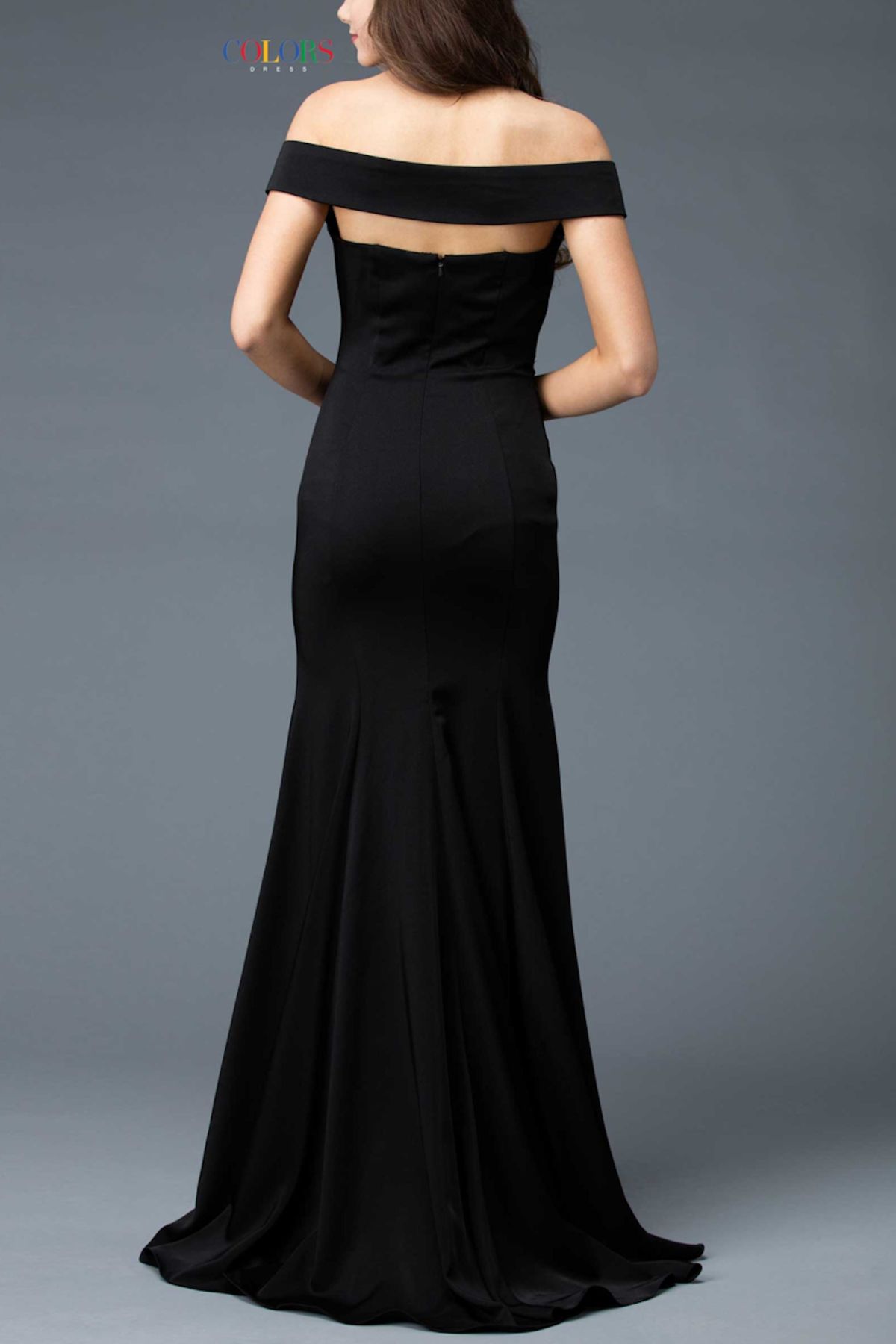 Style 1768 Colors Size 2 Off The Shoulder Black Floor Length Maxi on Queenly