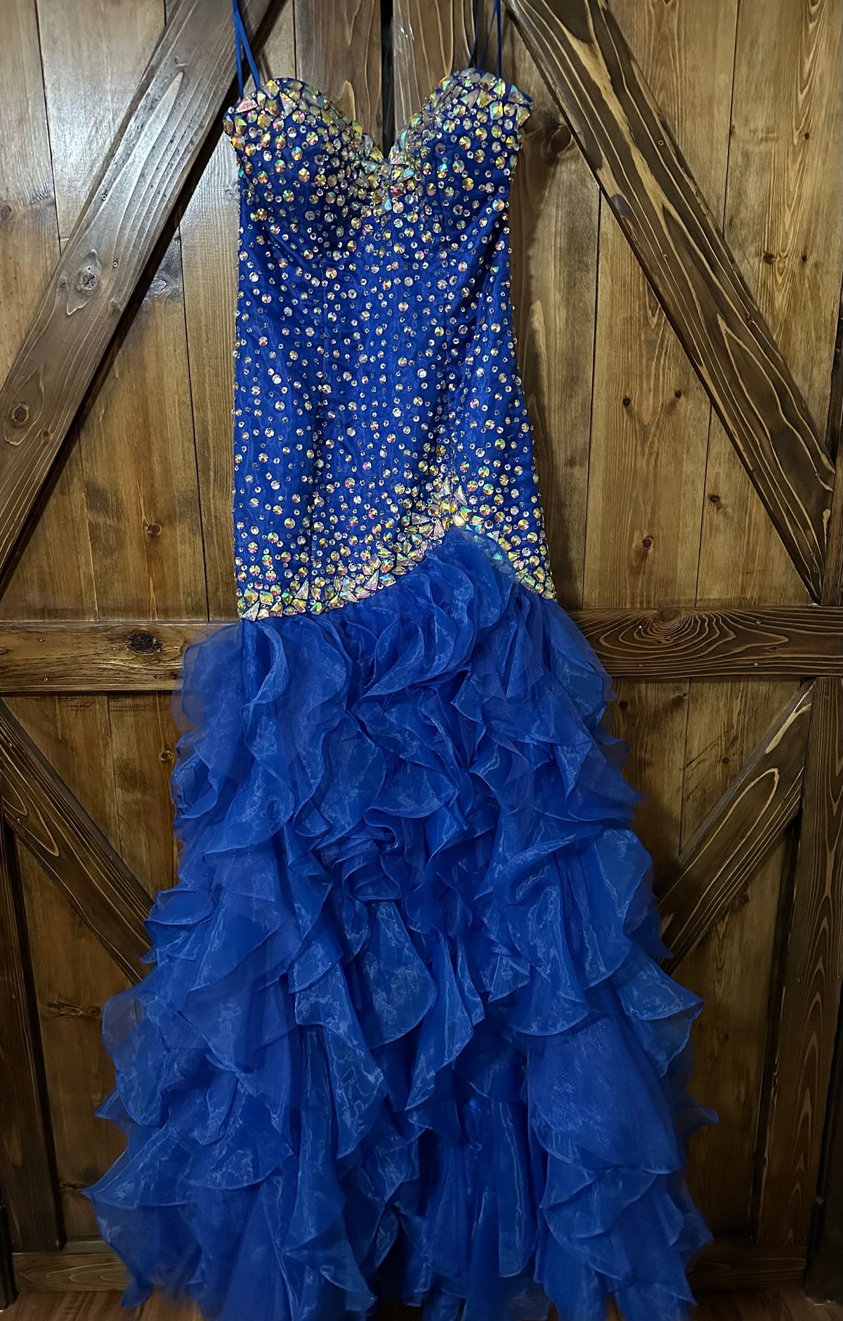 MoriLee Size 4 Prom Strapless Sequined Royal Blue Mermaid Dress on Queenly