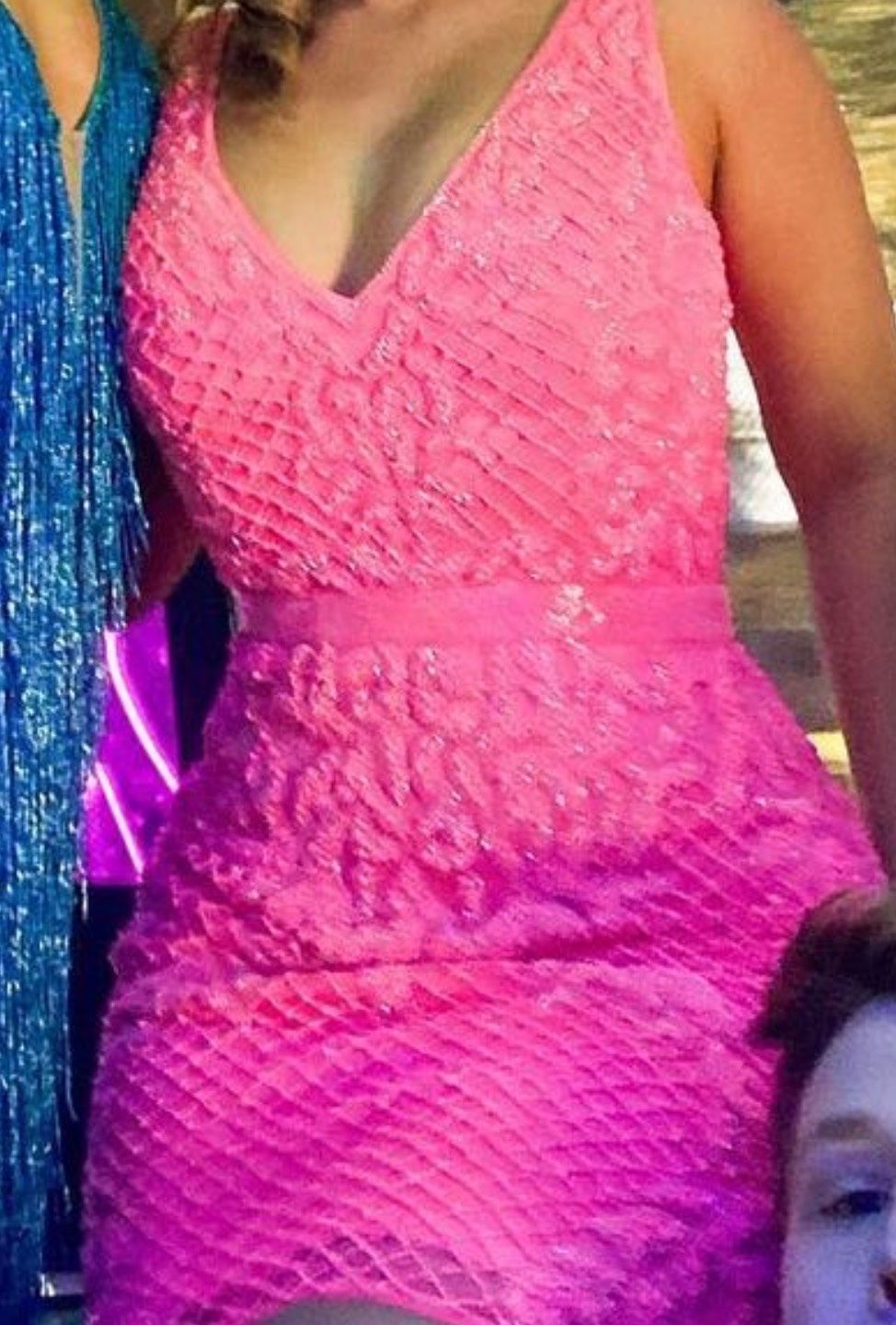 Size 6 Prom Sequined Hot Pink Cocktail Dress on Queenly