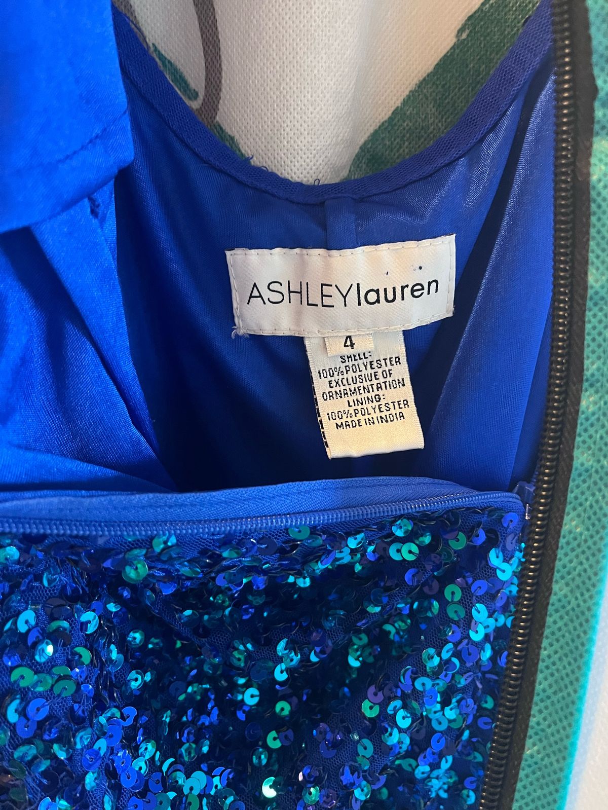 Ashley Lauren Size 4 Prom Sequined Royal Blue Side Slit Dress on Queenly