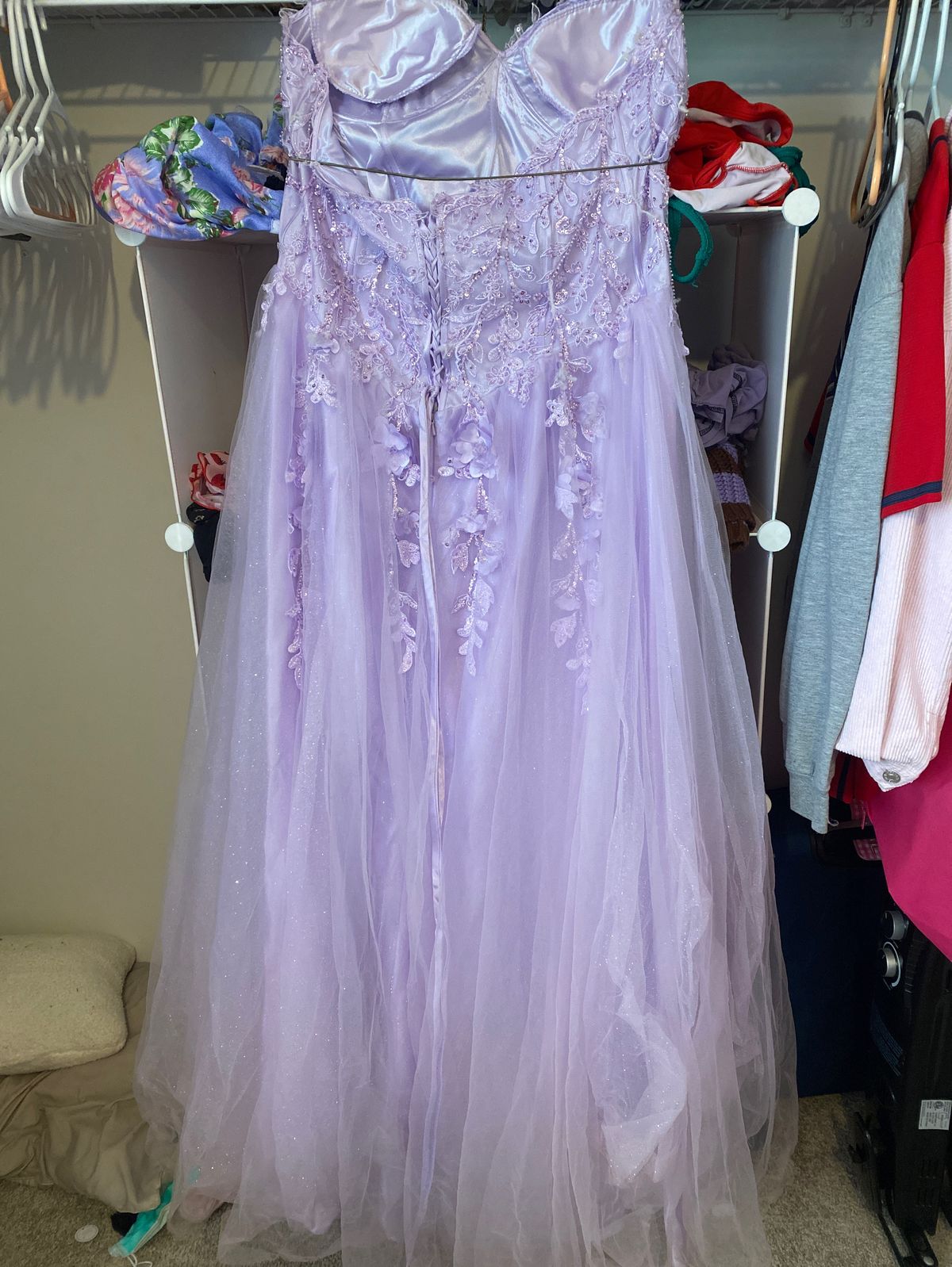 Size 4X Prom Strapless Purple Ball Gown on Queenly
