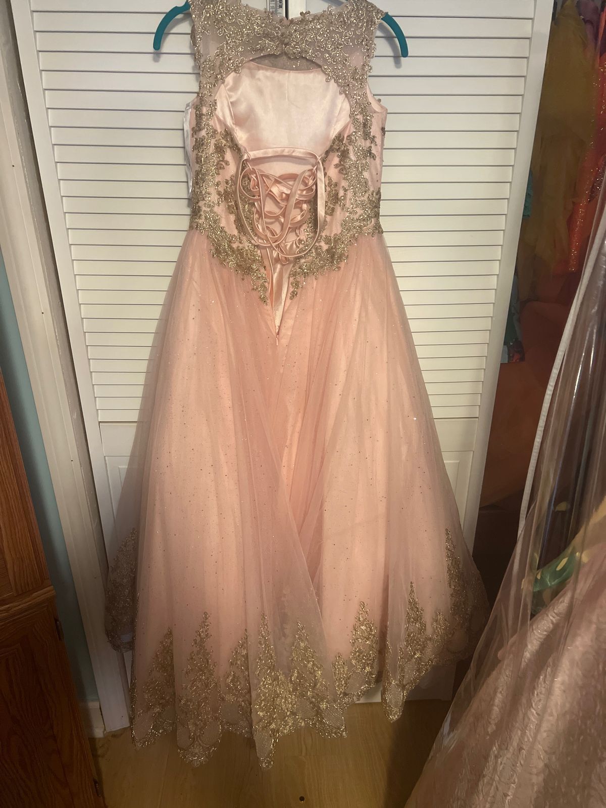 Tiffany Designs Girls Size 10 Prom Nude Ball Gown on Queenly