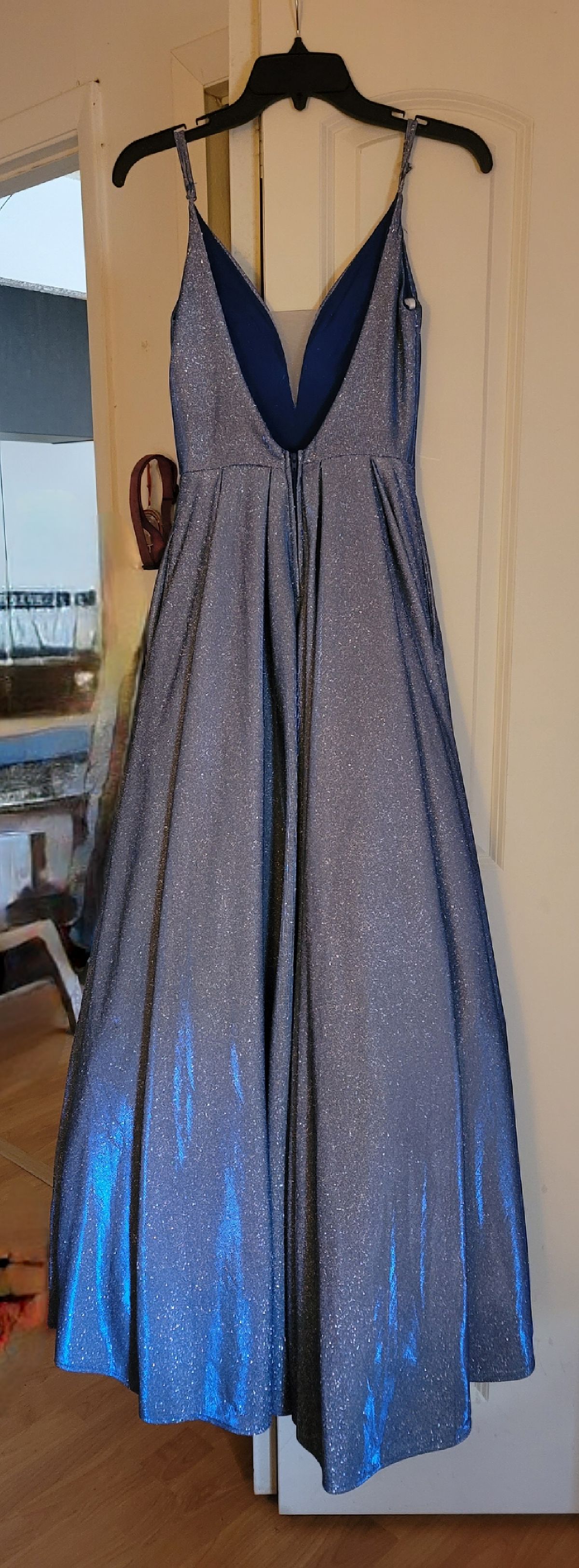 B. Smart Size 4 Prom Sequined Blue Ball Gown on Queenly