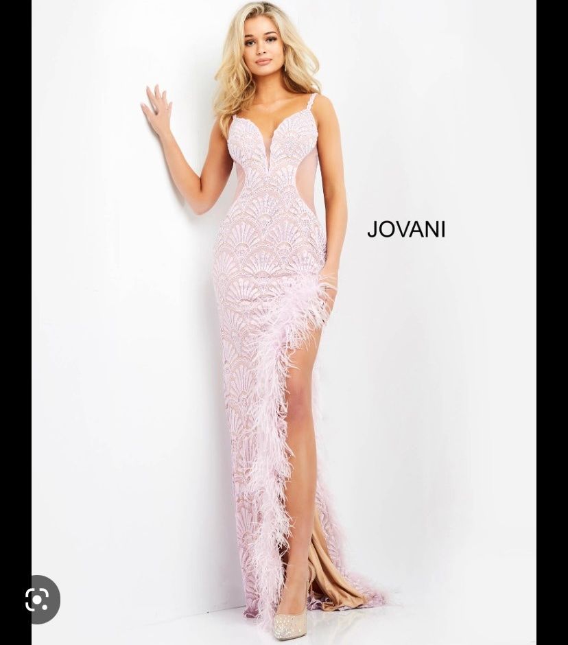 Jovani Size 00 Prom Sequined Light Pink Side Slit Dress on Queenly