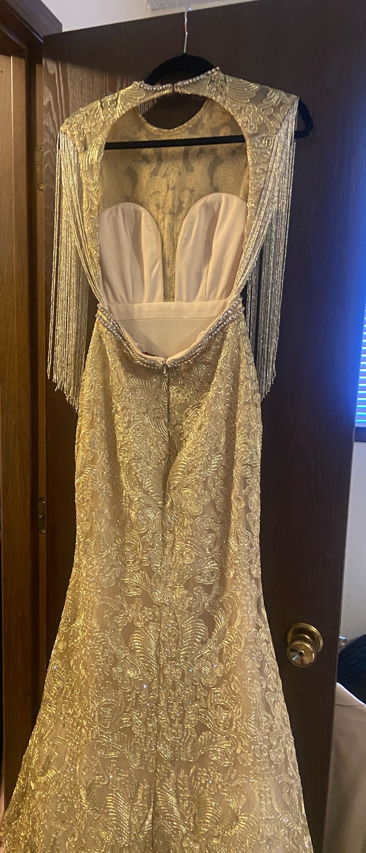 Size 2 Pageant Gold Dress With Train on Queenly