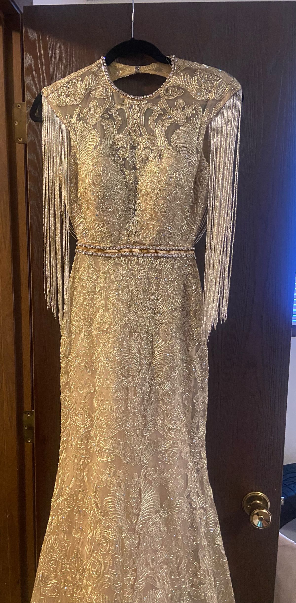 Size 2 Pageant Gold Dress With Train on Queenly