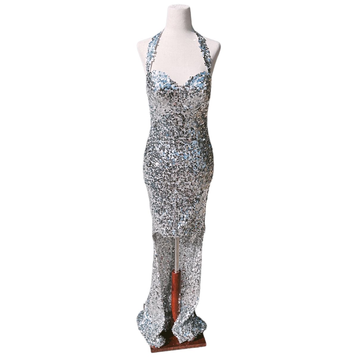 Style p2715 Maggie Sottero Size 2 Prom Sequined Silver Floor Length Maxi on Queenly