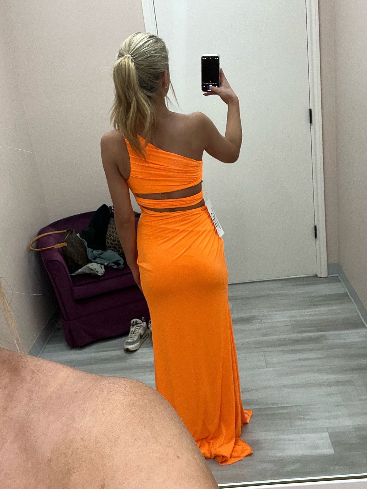 Jovani Size 4 Prom One Shoulder Orange Floor Length Maxi on Queenly