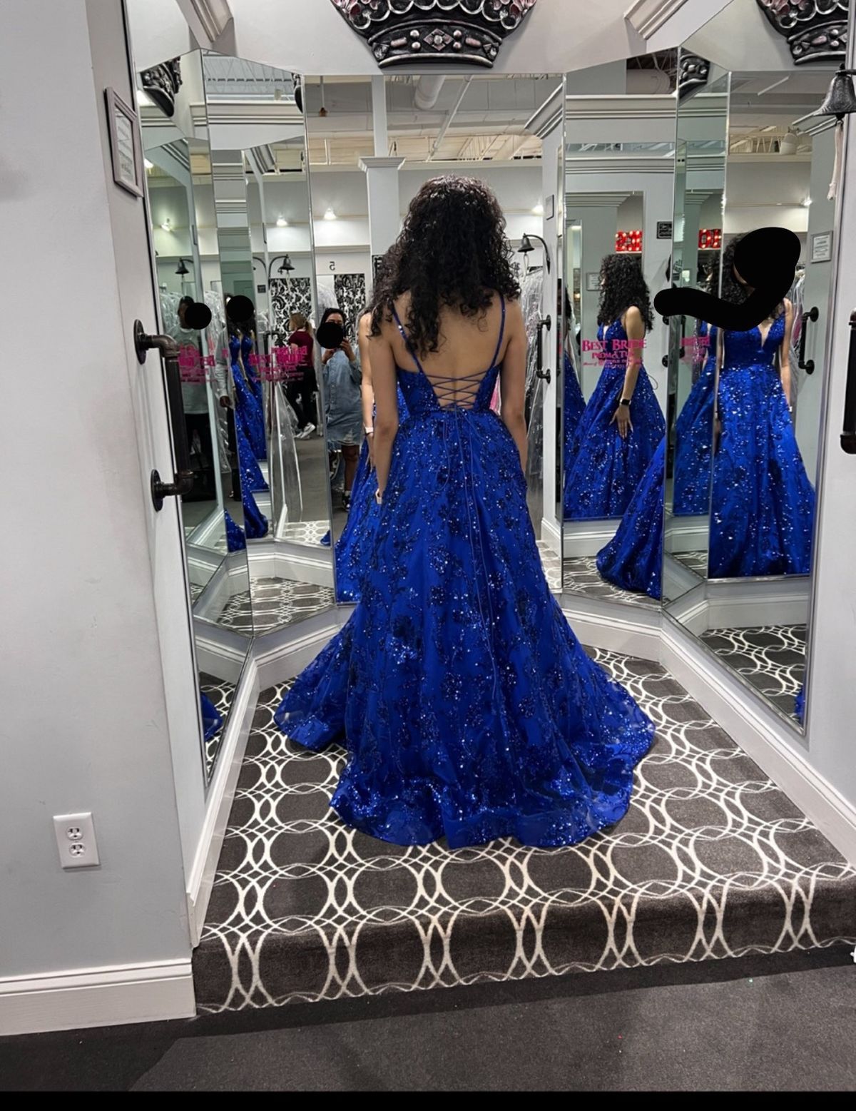 Size S Prom Sequined Royal Blue Ball Gown on Queenly