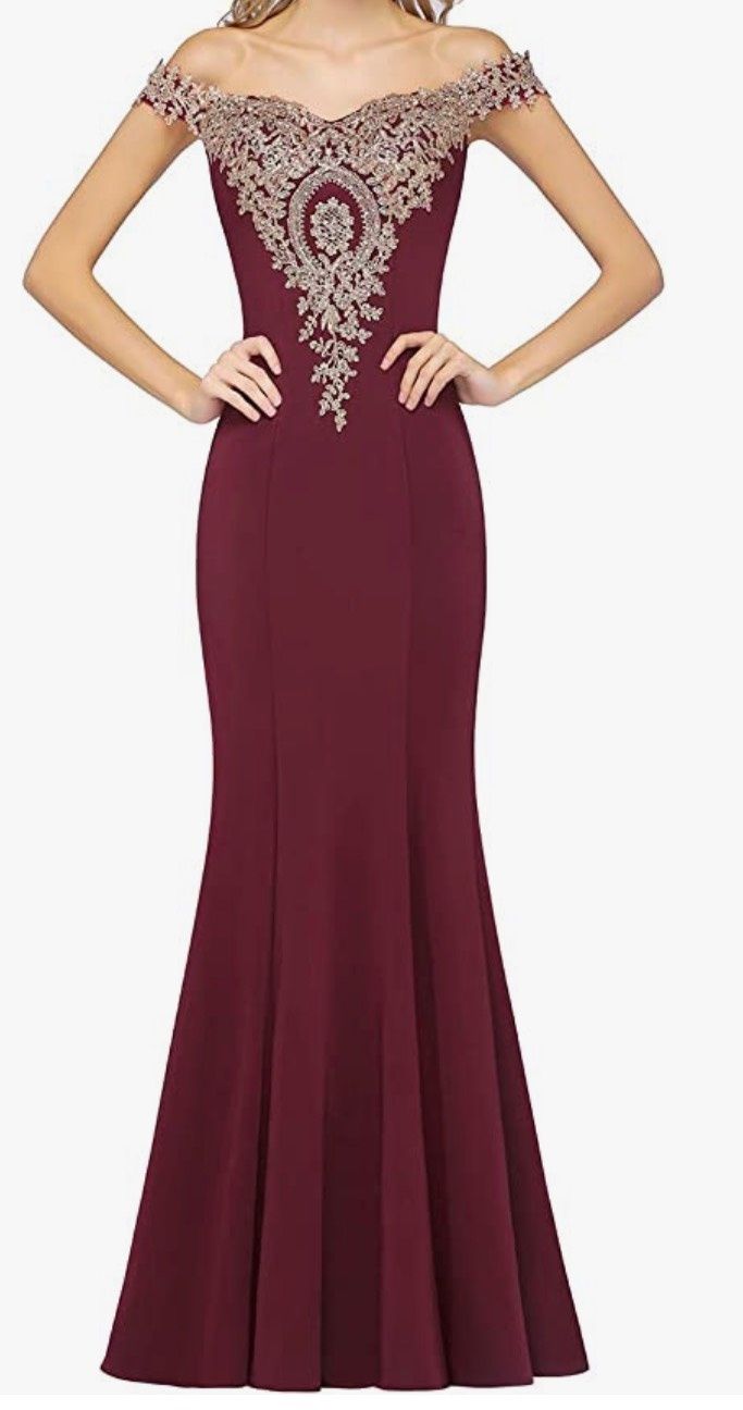 Size M Prom Burgundy Red Mermaid Dress on Queenly