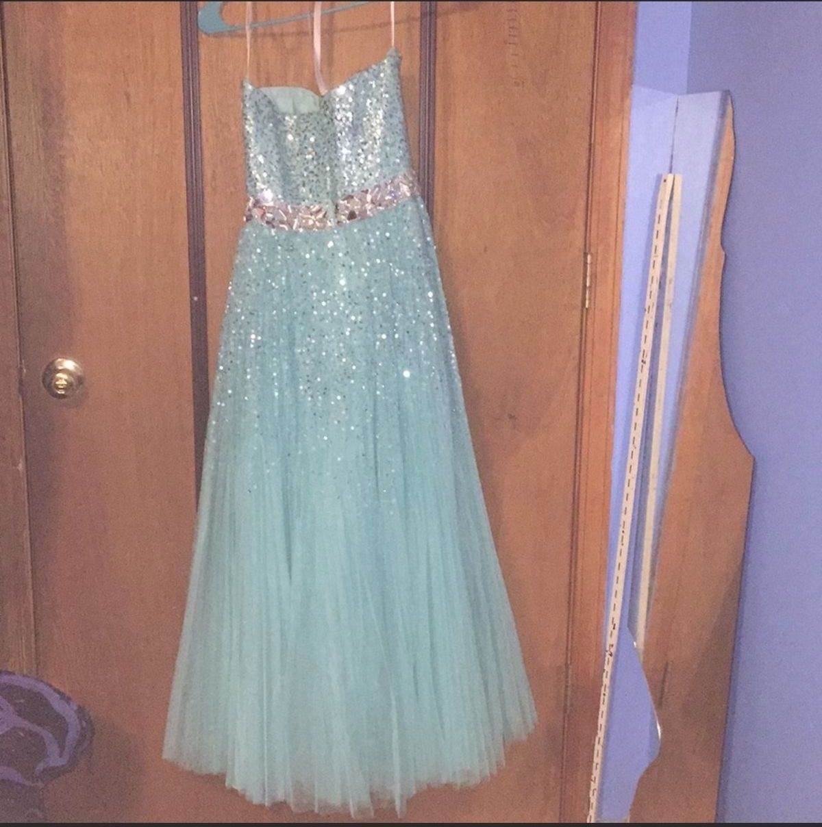 Sherri Hill Size 2 Prom Sequined Light Blue Ball Gown on Queenly
