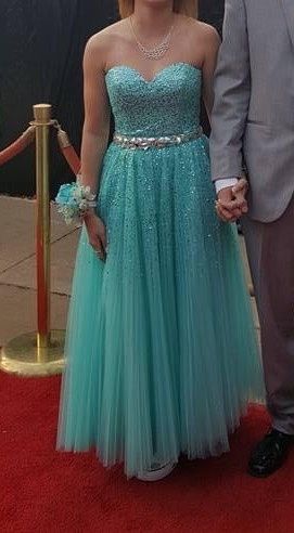 Sherri Hill Size 2 Prom Sequined Light Blue Ball Gown on Queenly