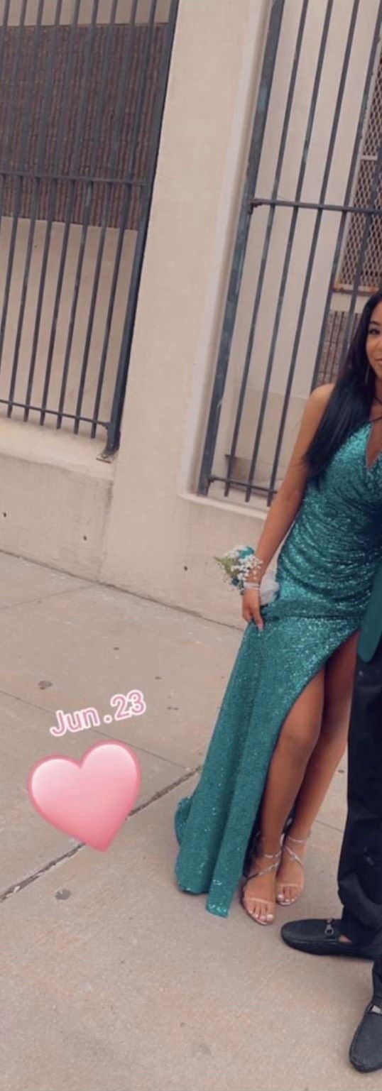 Size 0 Prom Sequined Royal Blue Floor Length Maxi on Queenly