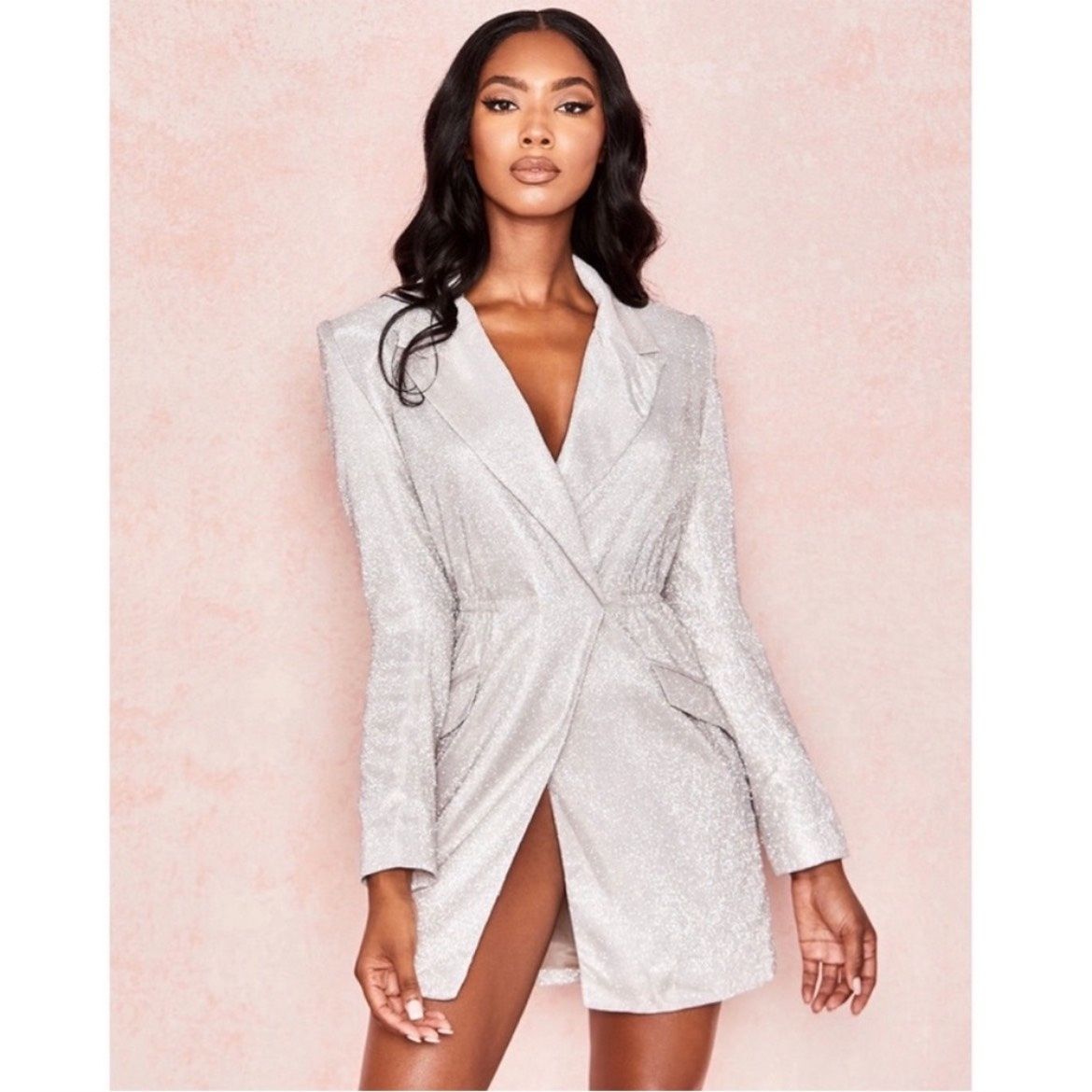 House of CB Size XS Nightclub Blazer Silver Cocktail Dress on Queenly