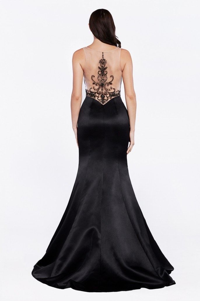 Cinderella Divine Size 4 Prom Satin Black Mermaid Dress on Queenly