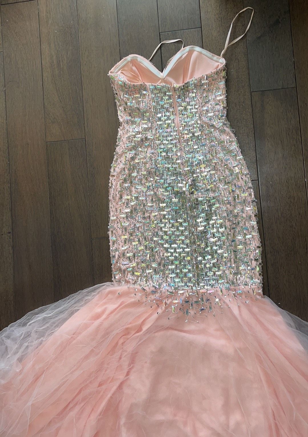 Royal Queen Size 6 Prom Strapless Sequined Pink Mermaid Dress on Queenly