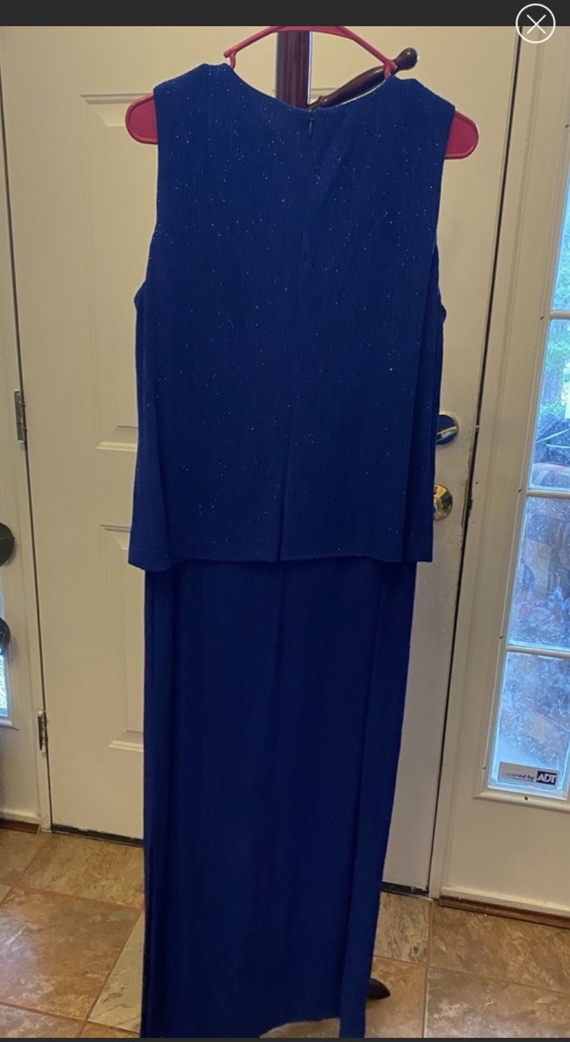 Alex Evening Size 14 Royal Blue Side Slit Dress on Queenly