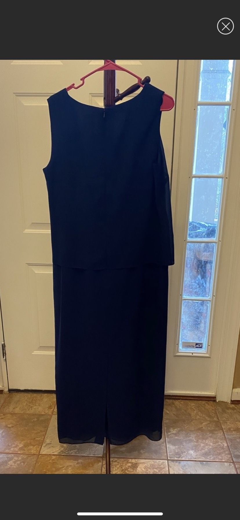 R & M Richards Size 14 Sheer Navy Blue Floor Length Maxi on Queenly