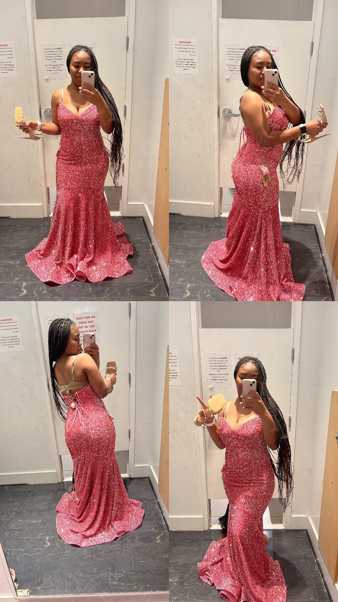 Portia and Scarlett Size 8 Prom Sequined Pink Mermaid Dress on Queenly