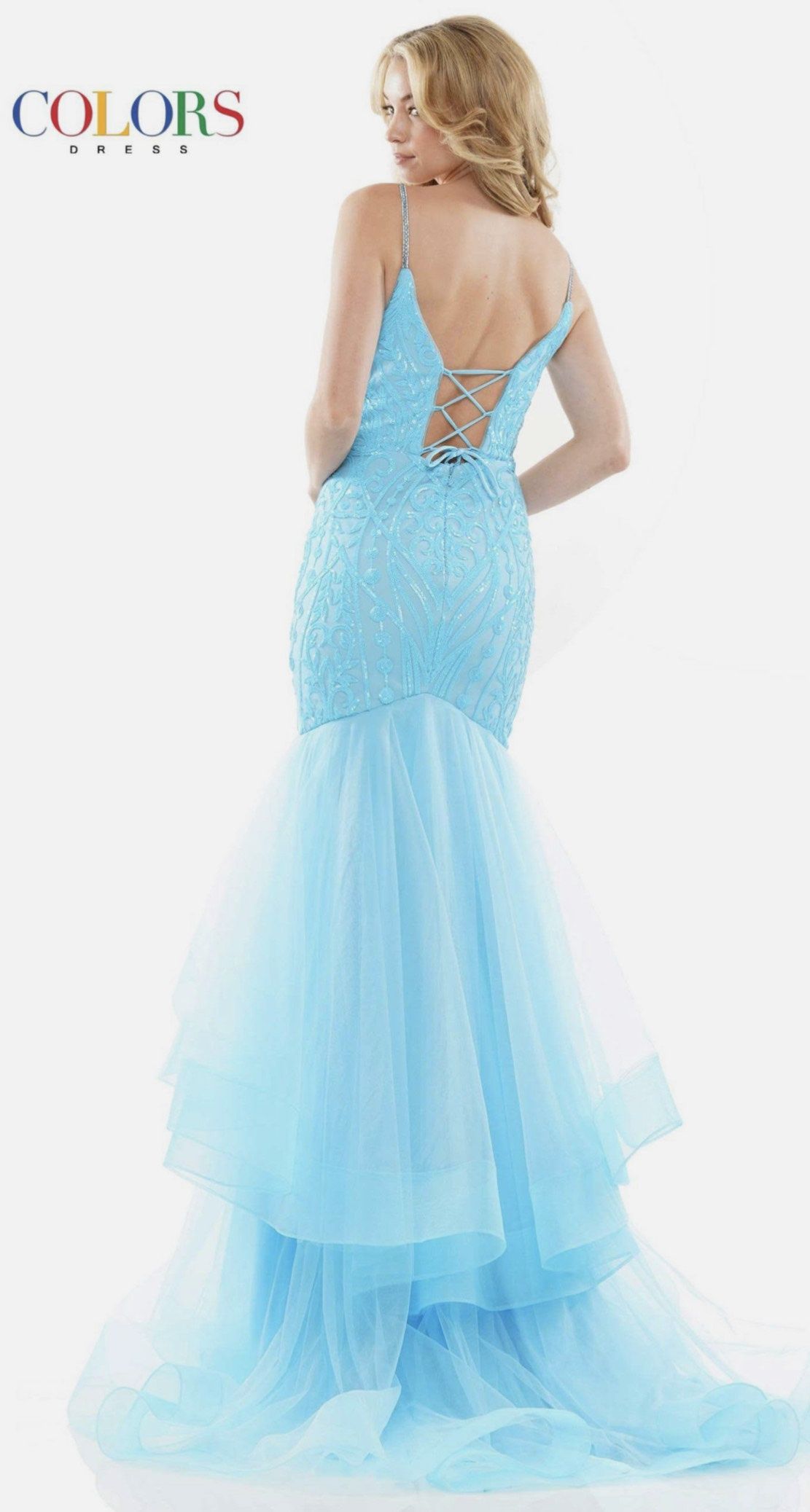 Colors Size XS Prom Plunge Blue Mermaid Dress on Queenly