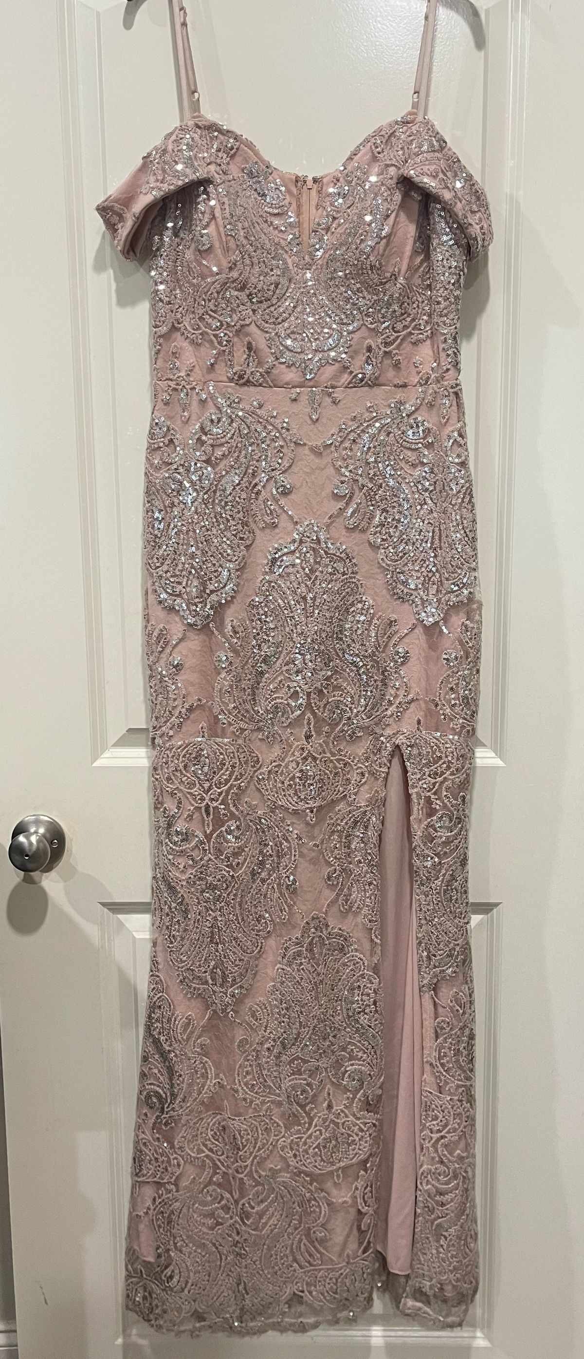 Size M Prom Nude Floor Length Maxi on Queenly