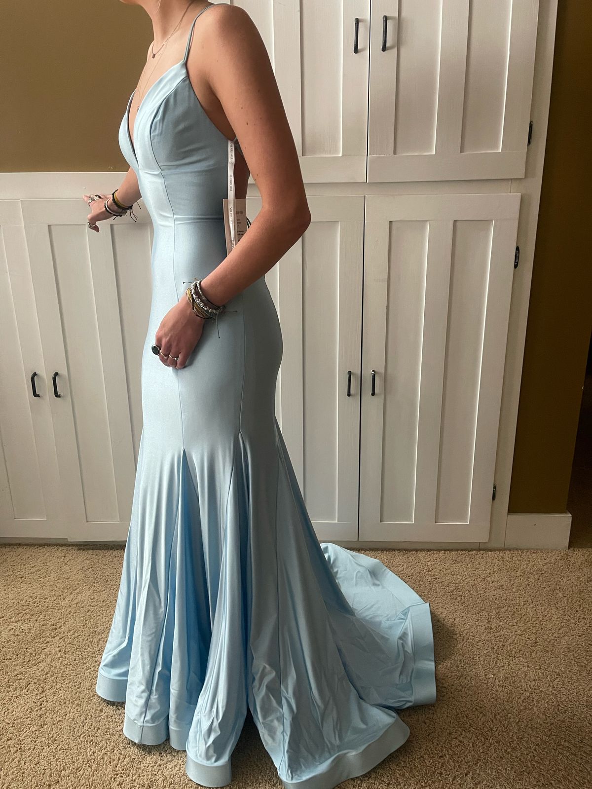 Sherri Hill Size 8 Prom Light Blue Mermaid Dress on Queenly
