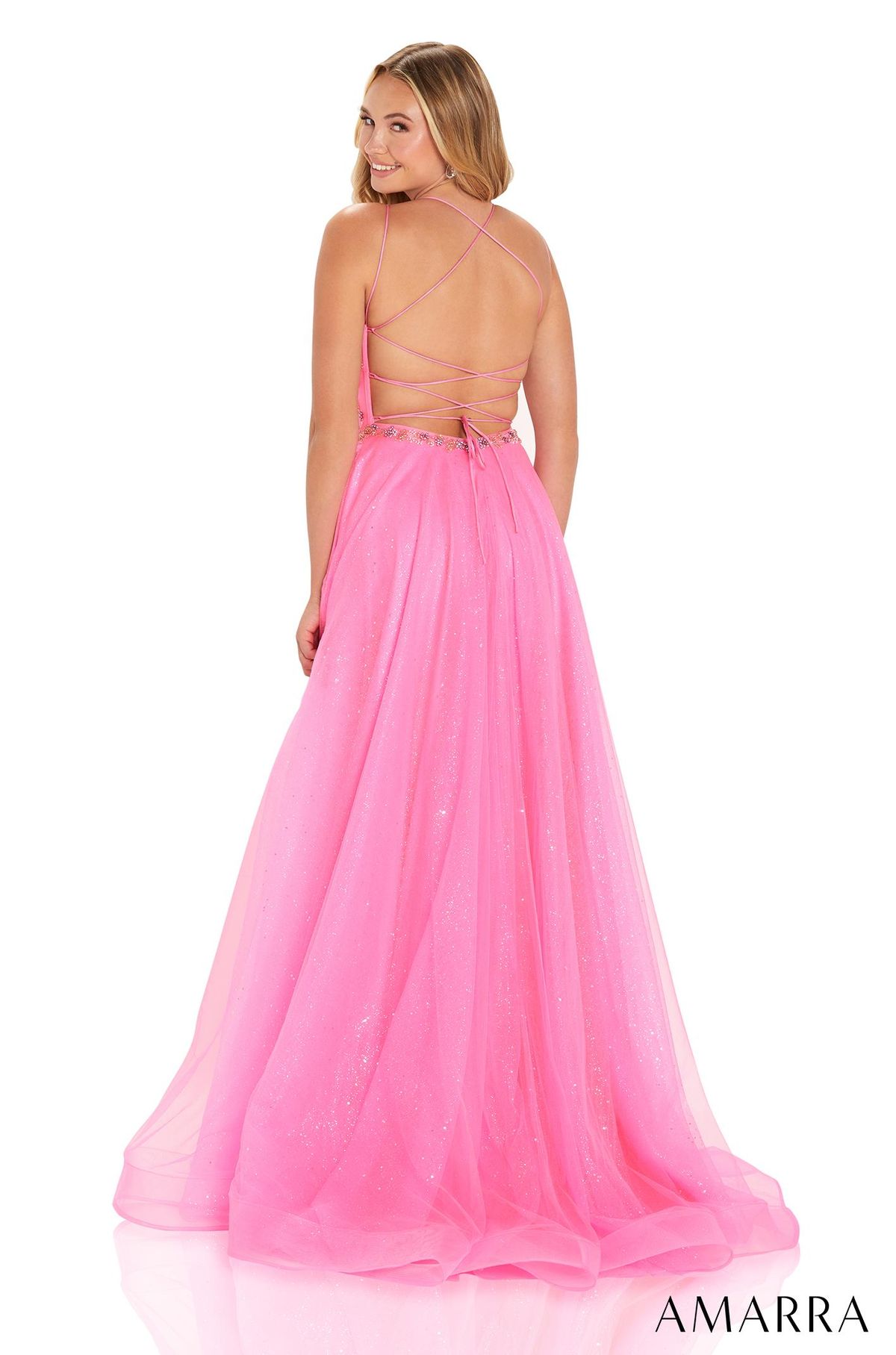Style ALIZA Amarra Size 0 Pageant Sheer Pink Ball Gown on Queenly