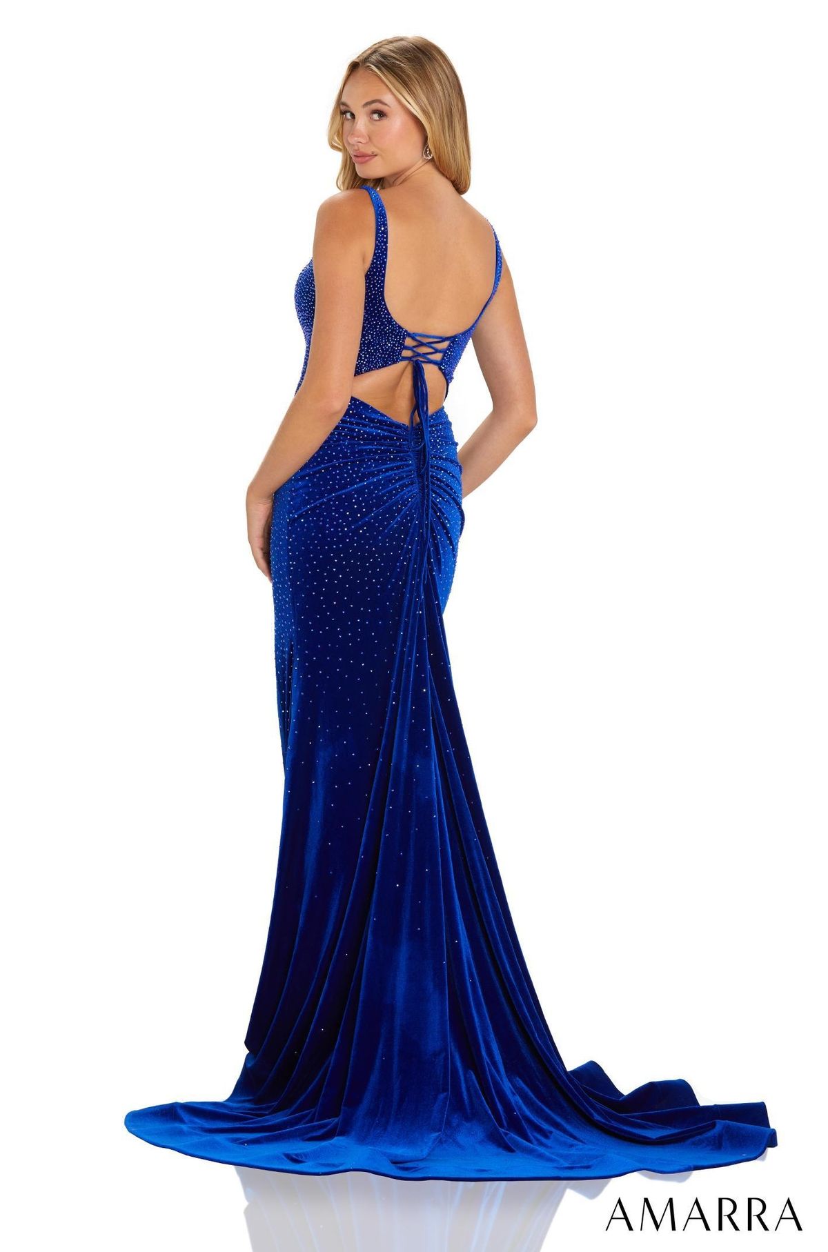 Style ALEXIS Amarra Size 8 Prom Velvet Black Side Slit Dress on Queenly