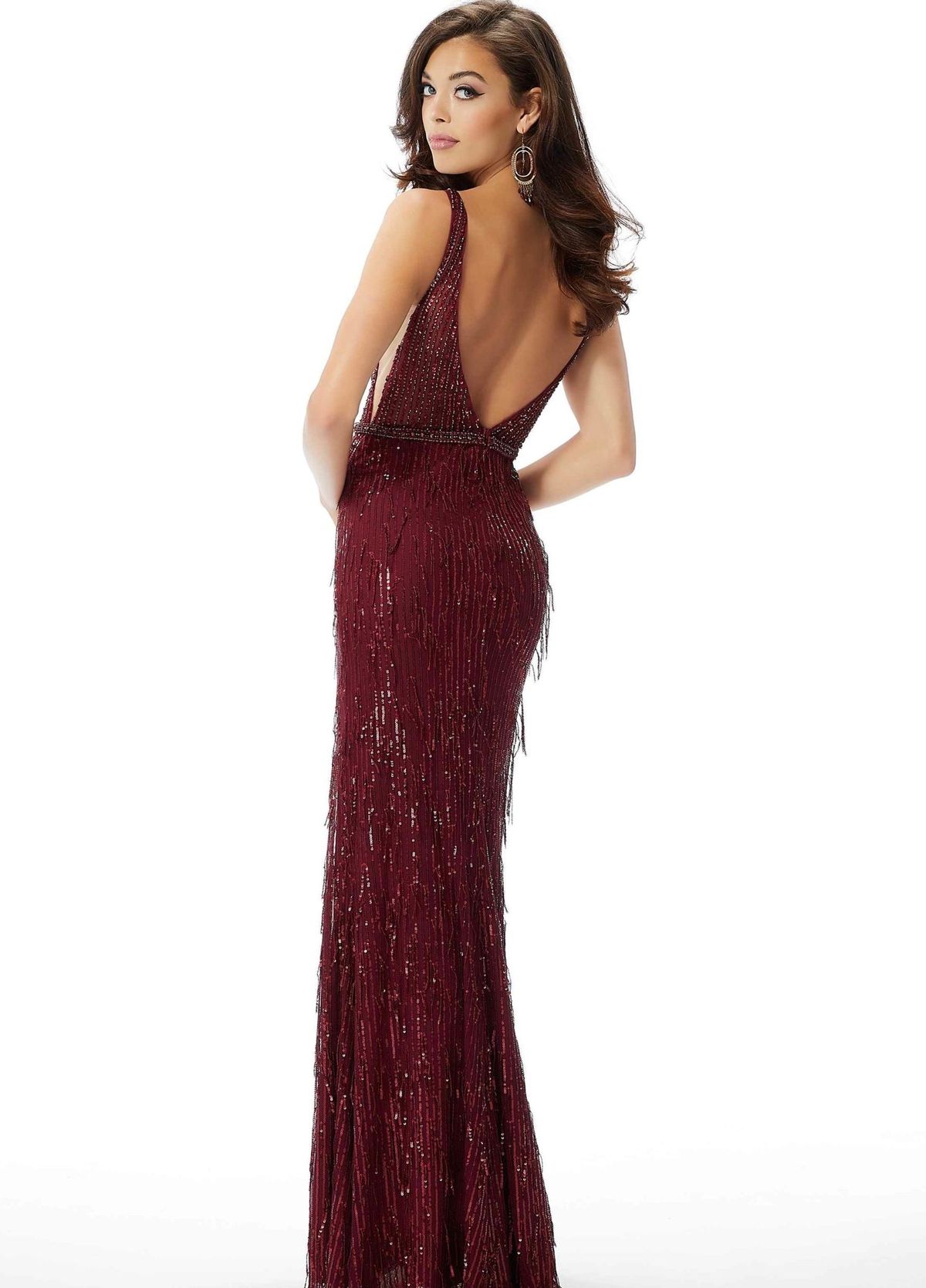 Style AYLIN MoriLee Size 10 Prom Sequined Red Side Slit Dress on Queenly
