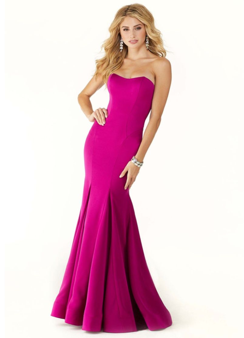 Style KARLY MoriLee Size 10 Prom Strapless Hot Pink Mermaid Dress on Queenly