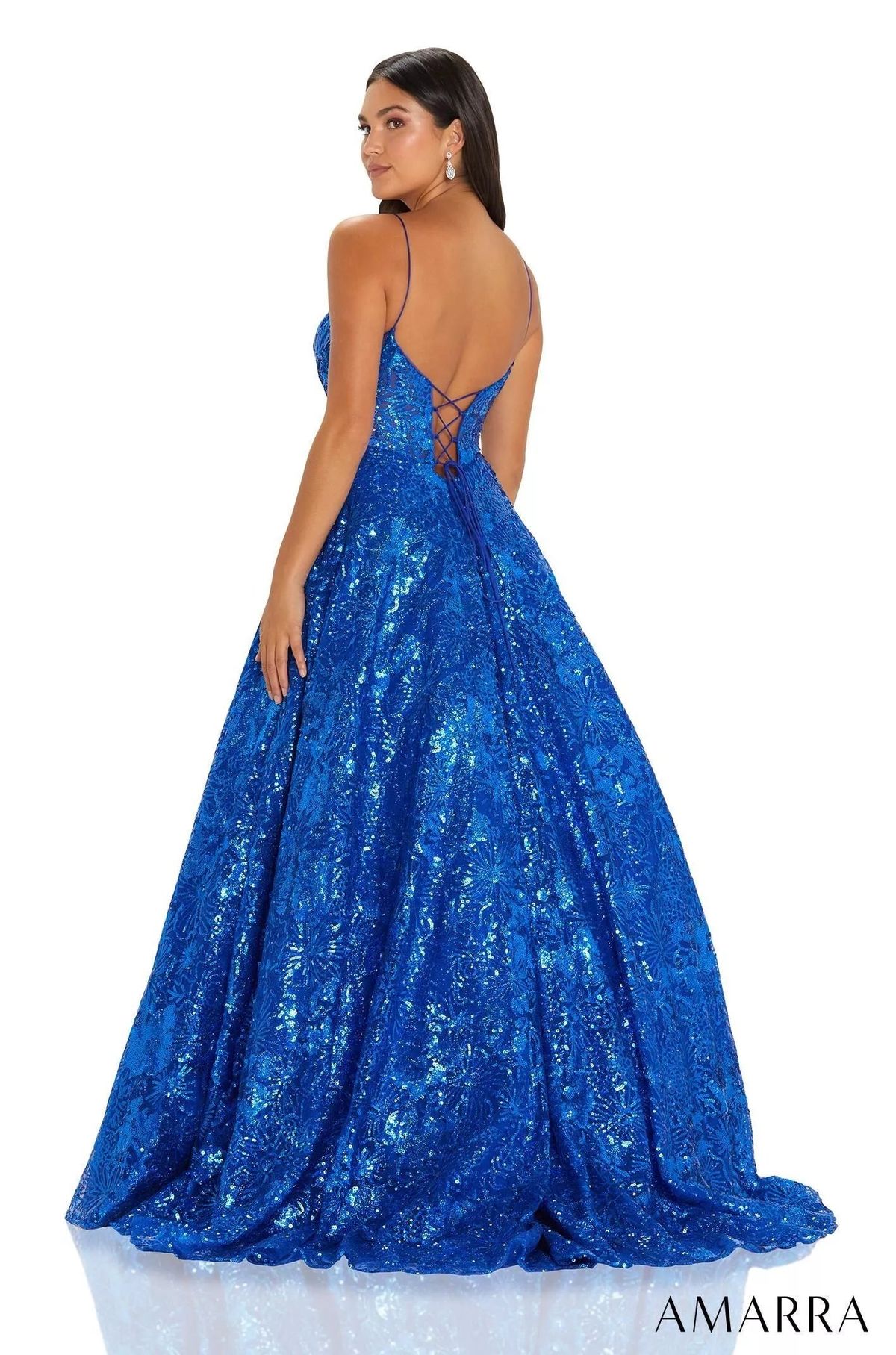 Style ATLAS_ROYALBLUE6_B4A46 Amarra Size 6 Prom Sequined Blue Ball Gown on Queenly