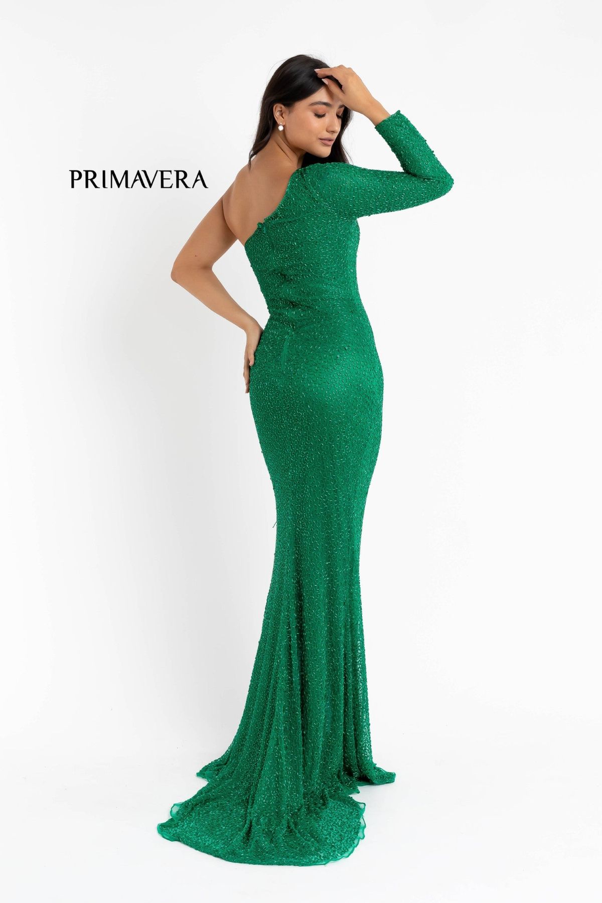 Style SIERRA Primavera Size 6 Prom Long Sleeve Blue Side Slit Dress on Queenly