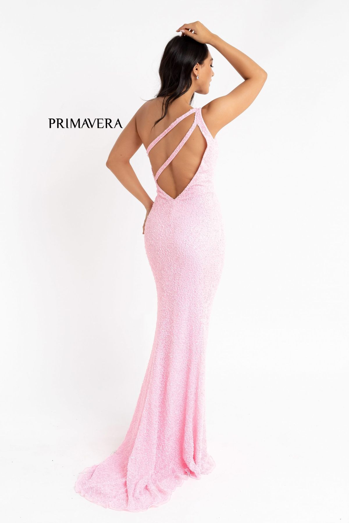 Style LINDSEY_PERIWINKLE0_E2DBD Primavera Size 0 Prom One Shoulder Sequined Blue Side Slit Dress on Queenly