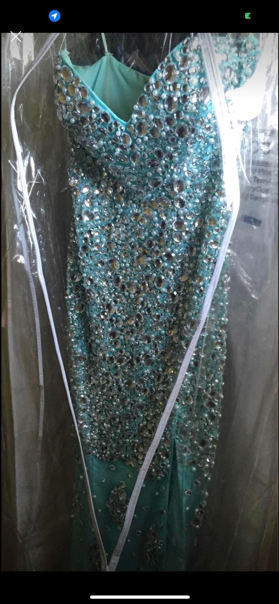 Jovani Size 2 Prom Strapless Sequined Light Blue Floor Length Maxi on Queenly