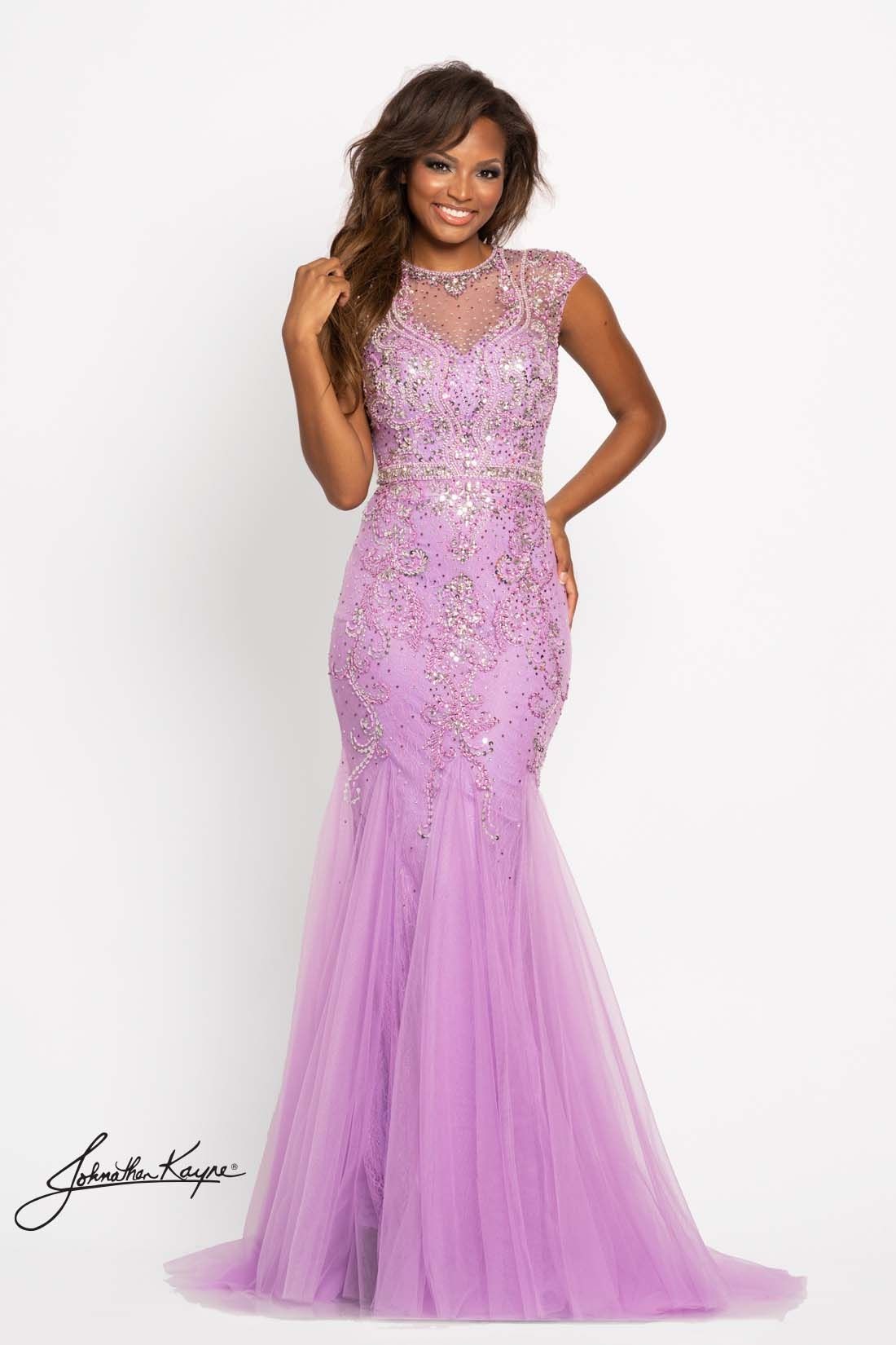 Style ADELINE_LILAC14_92CEF Johnathan Kayne Size 14 Prom Sheer Purple Mermaid Dress on Queenly
