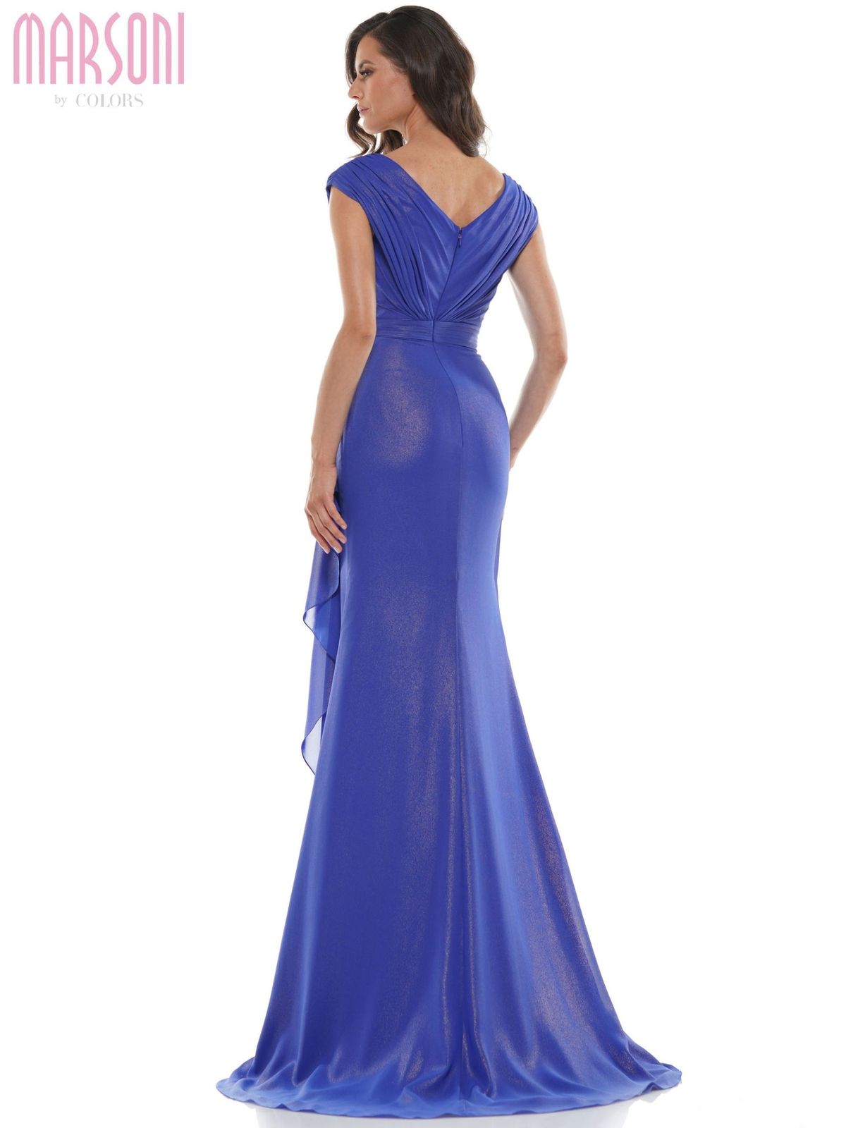 Style ALEXA_ROYALBLUE12_51286 Colors Size 12 Cap Sleeve Blue Floor Length Maxi on Queenly