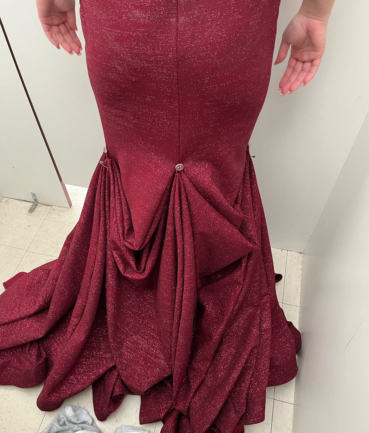 Jovani Size 00 Bridesmaid Plunge Burgundy Red Mermaid Dress on Queenly