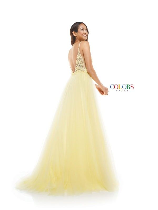 Style JENNA Colors Size 8 Prom Plunge Floral Yellow Ball Gown on Queenly
