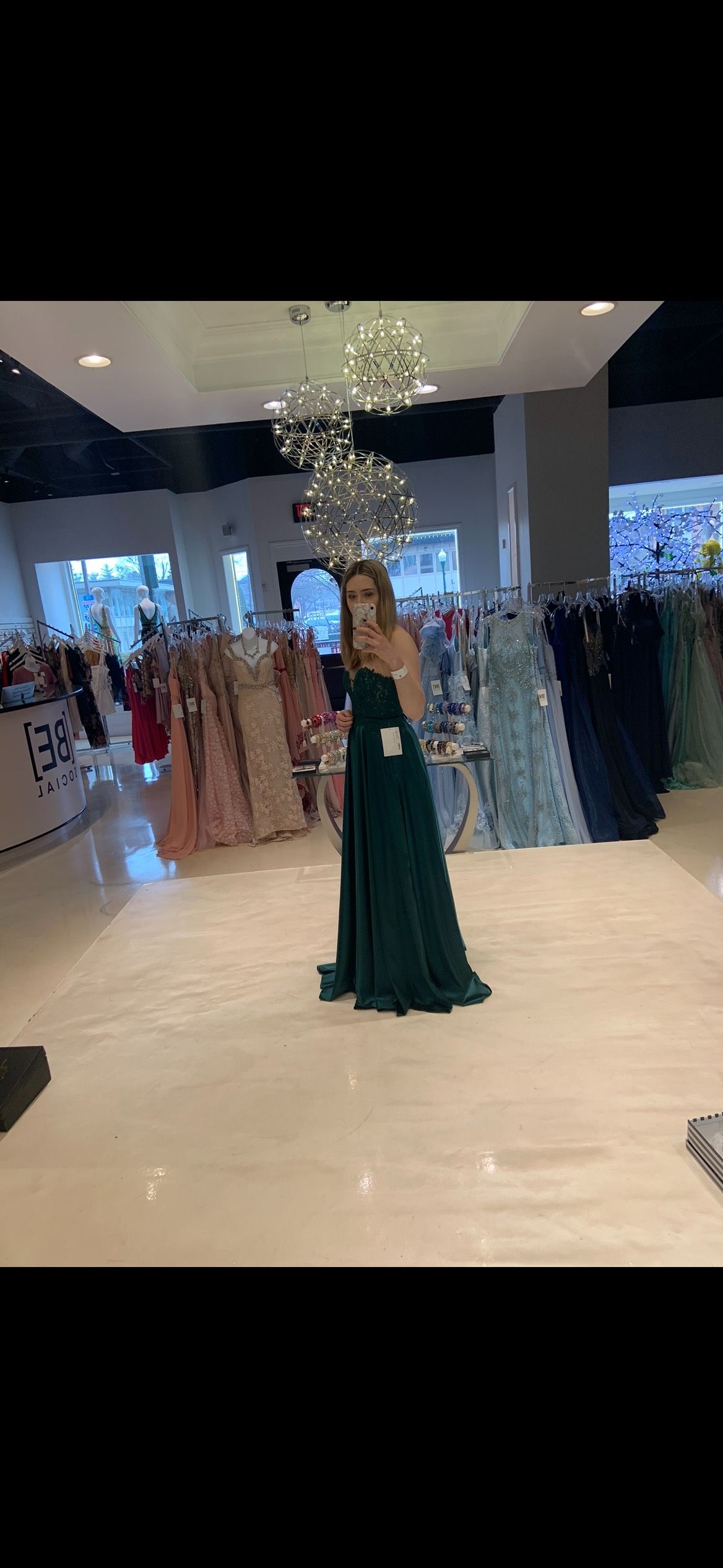 Size 00 Prom Green Floor Length Maxi on Queenly